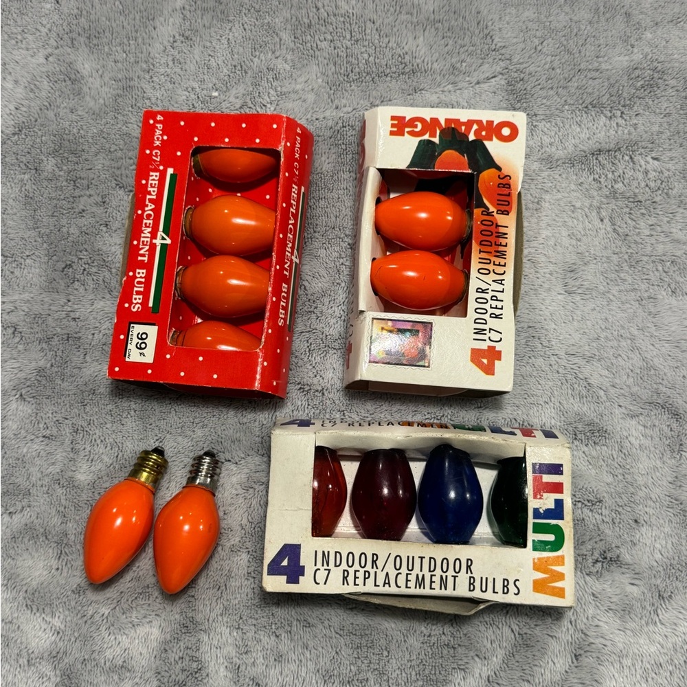 14 Vintage Indoor‎ Outdoor C-7 Replacement Bulbs Christmas 10 Orange 4 Multi